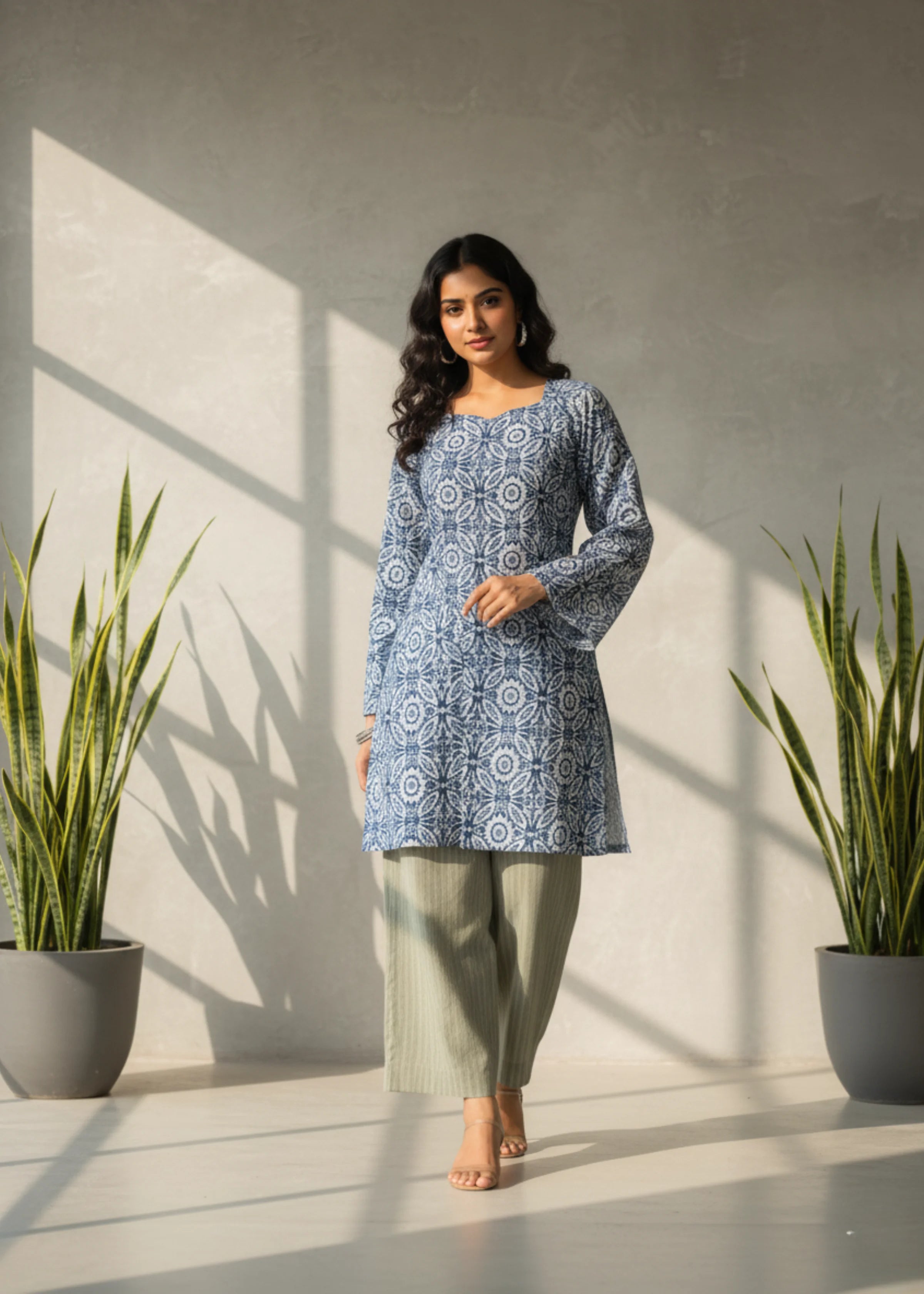 Beautiful Rayon Printed Kurti with Flared Sleeves