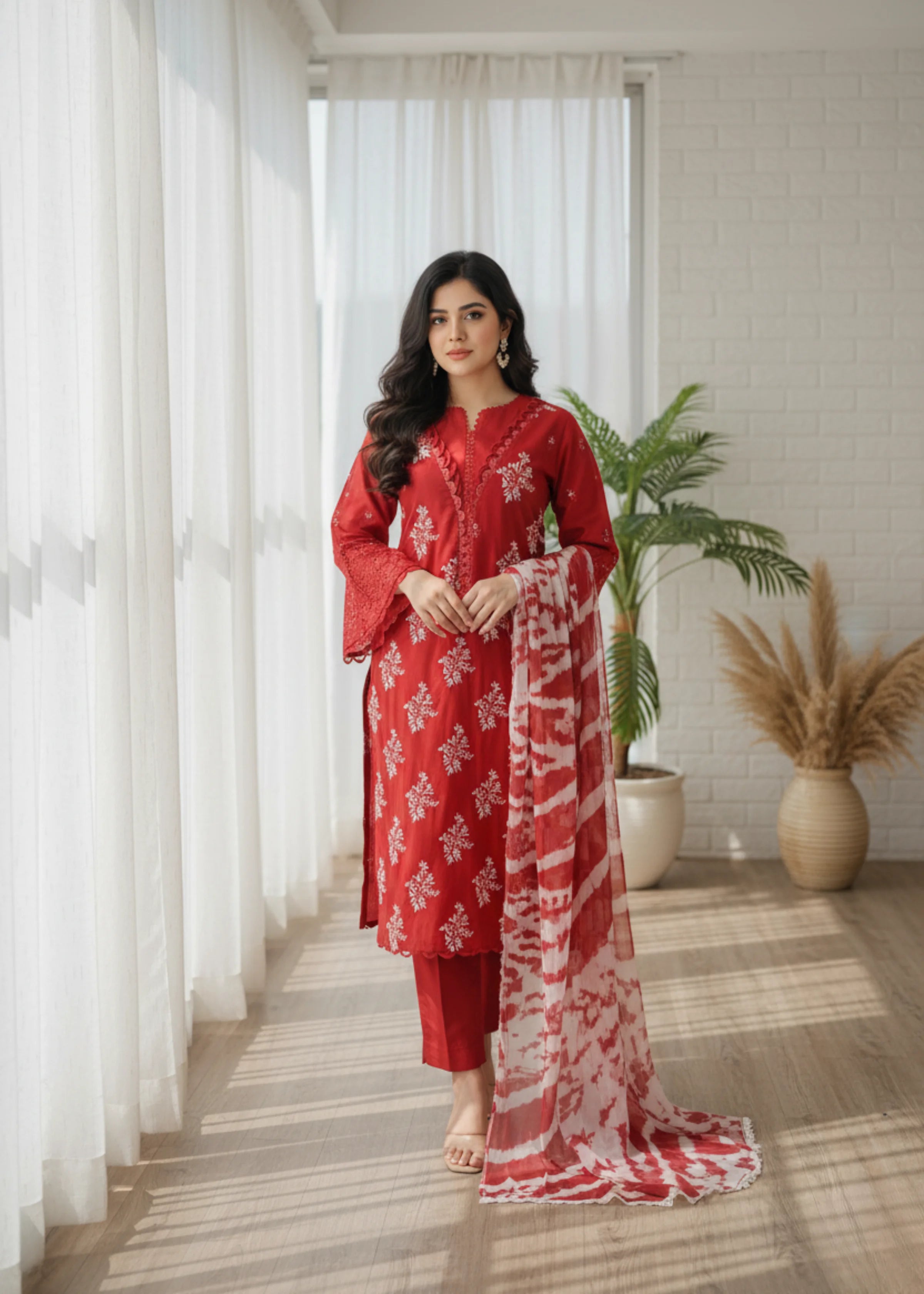 Elegant Maroon Designer Kurta Pant Set with Embroidery and Lace Detailing