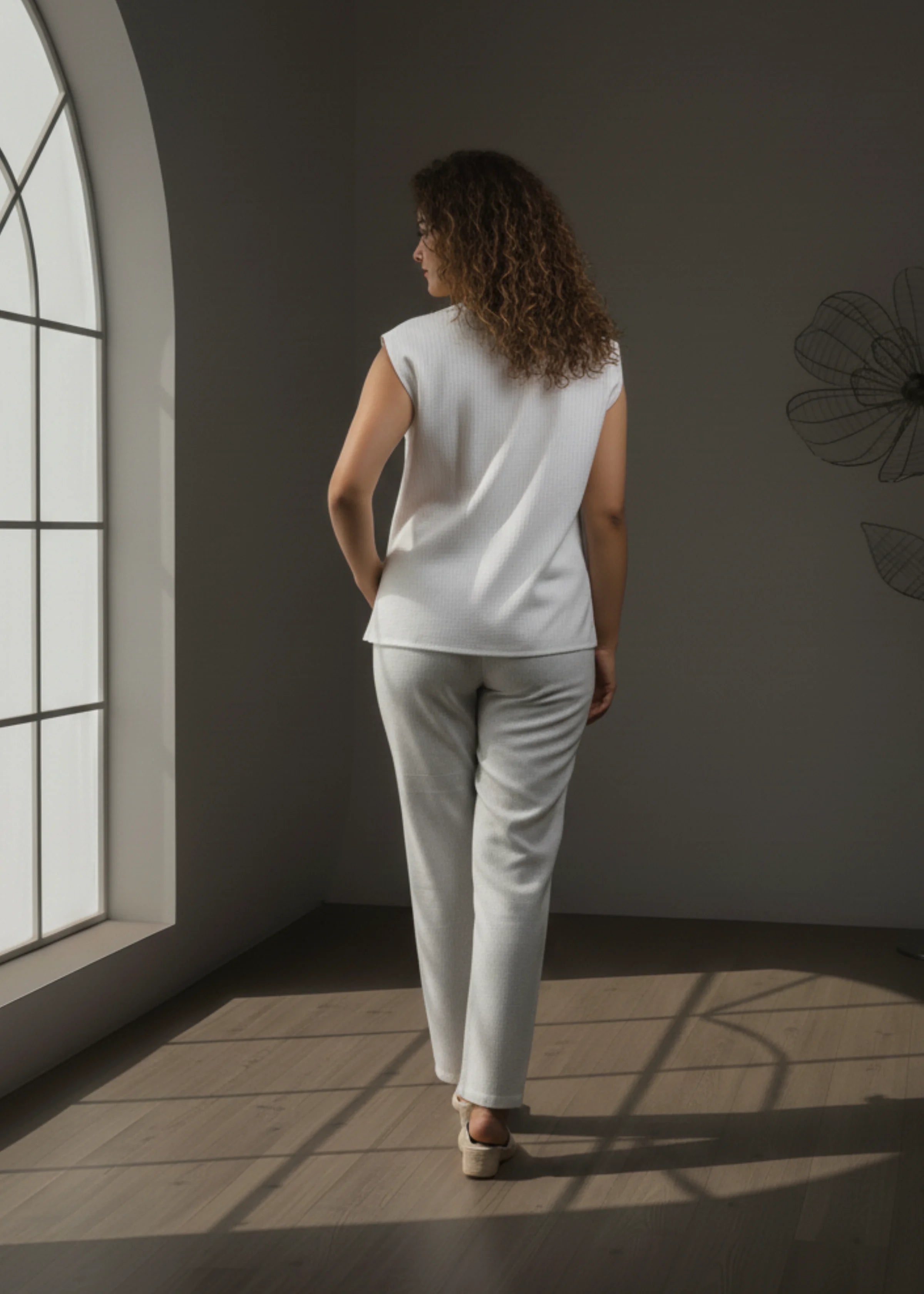 Elegant White Cotton Sleeveless Co-ord Set Stylish