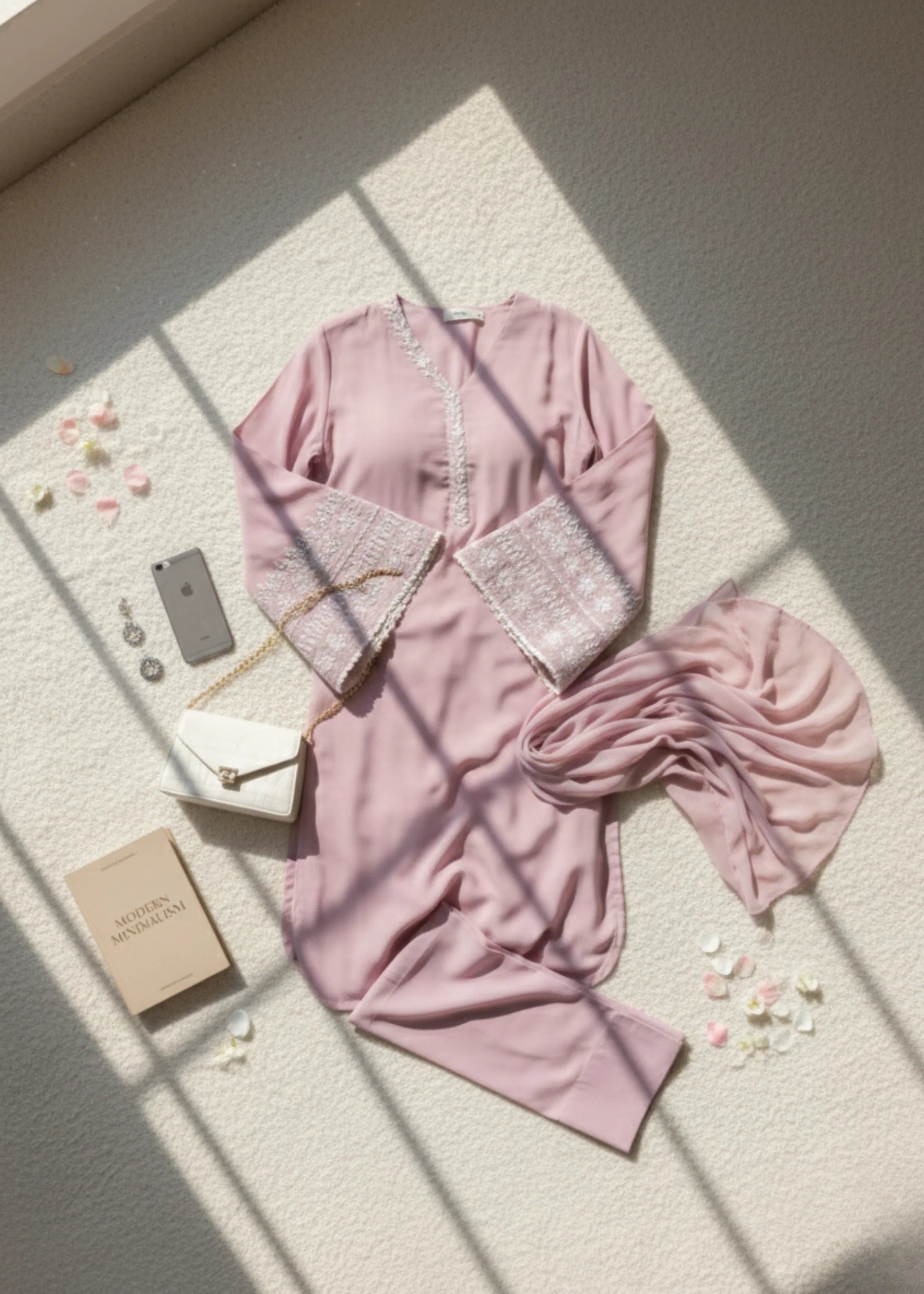 Elegant Partywear Pink Satin Suit with Flared Sleeves