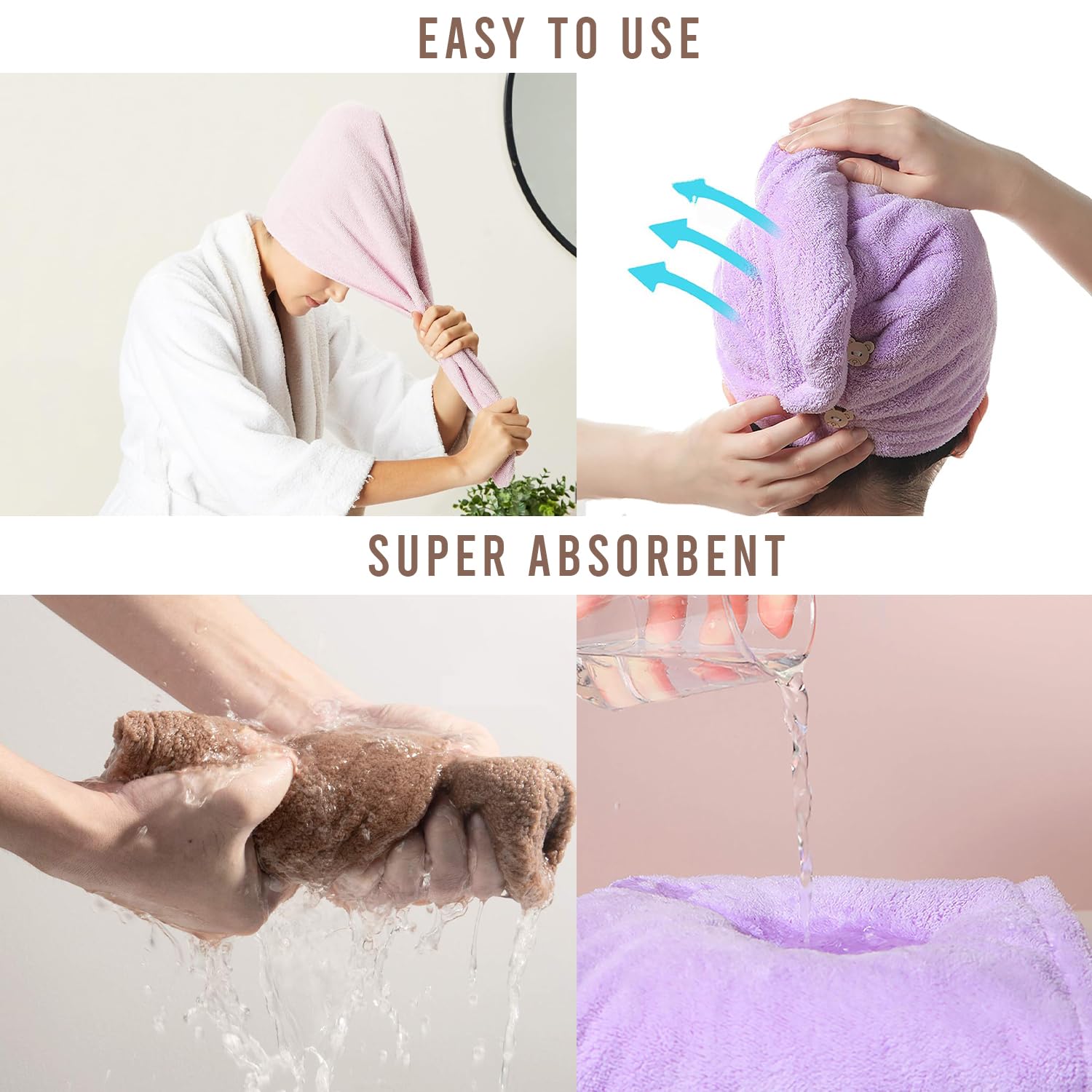 Microfiber Hair Towel Wrap for Women