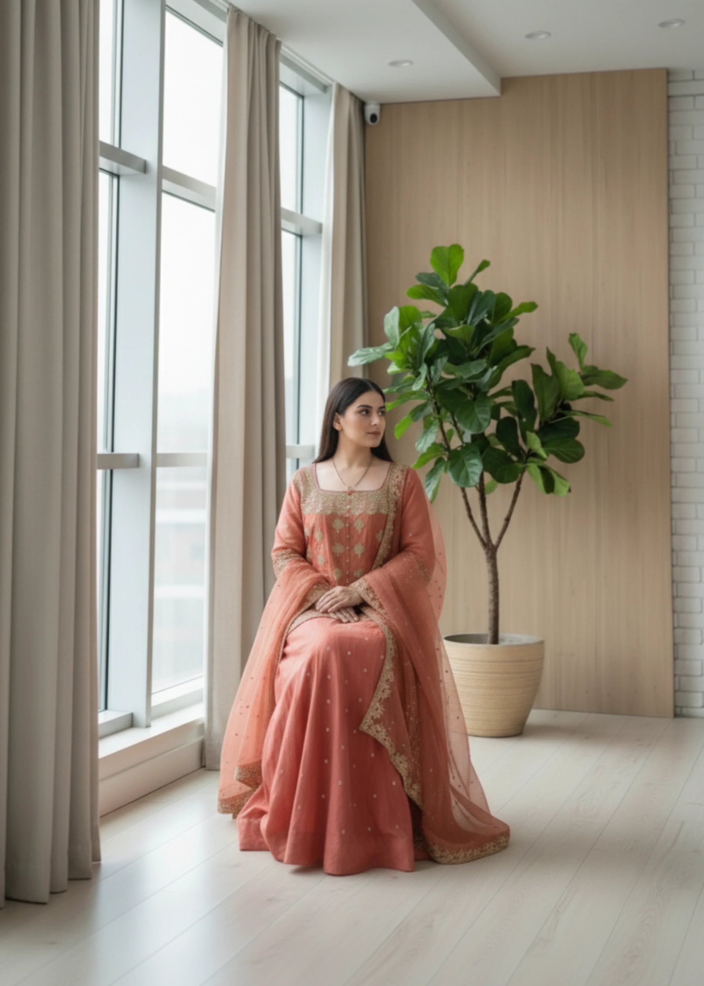Orange Silk Lehenga Set with Embroidered Top and Net Dupatta Festive Party Wear