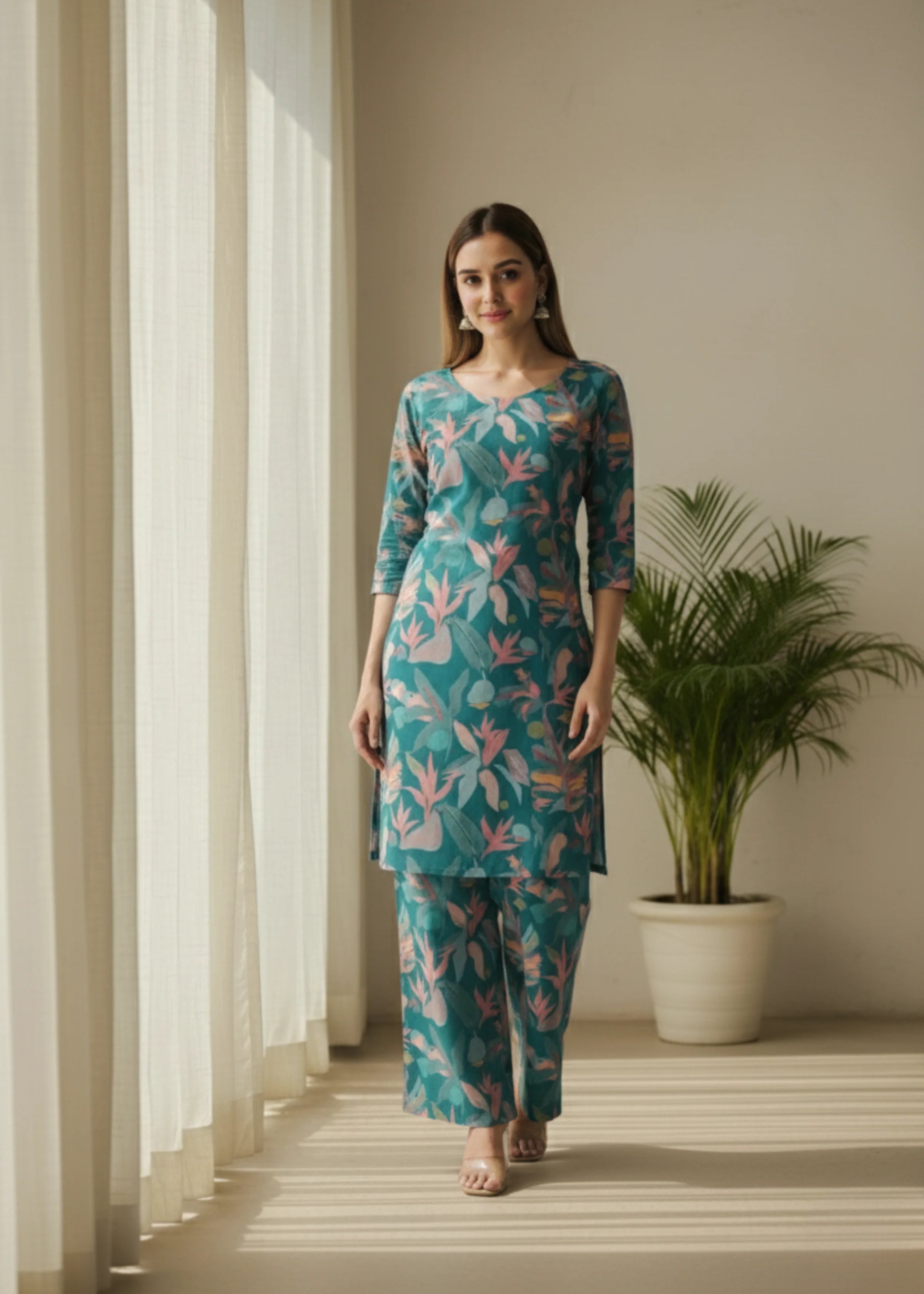 Premium Cotton Blend Floral Print Co-Ord Set for Women