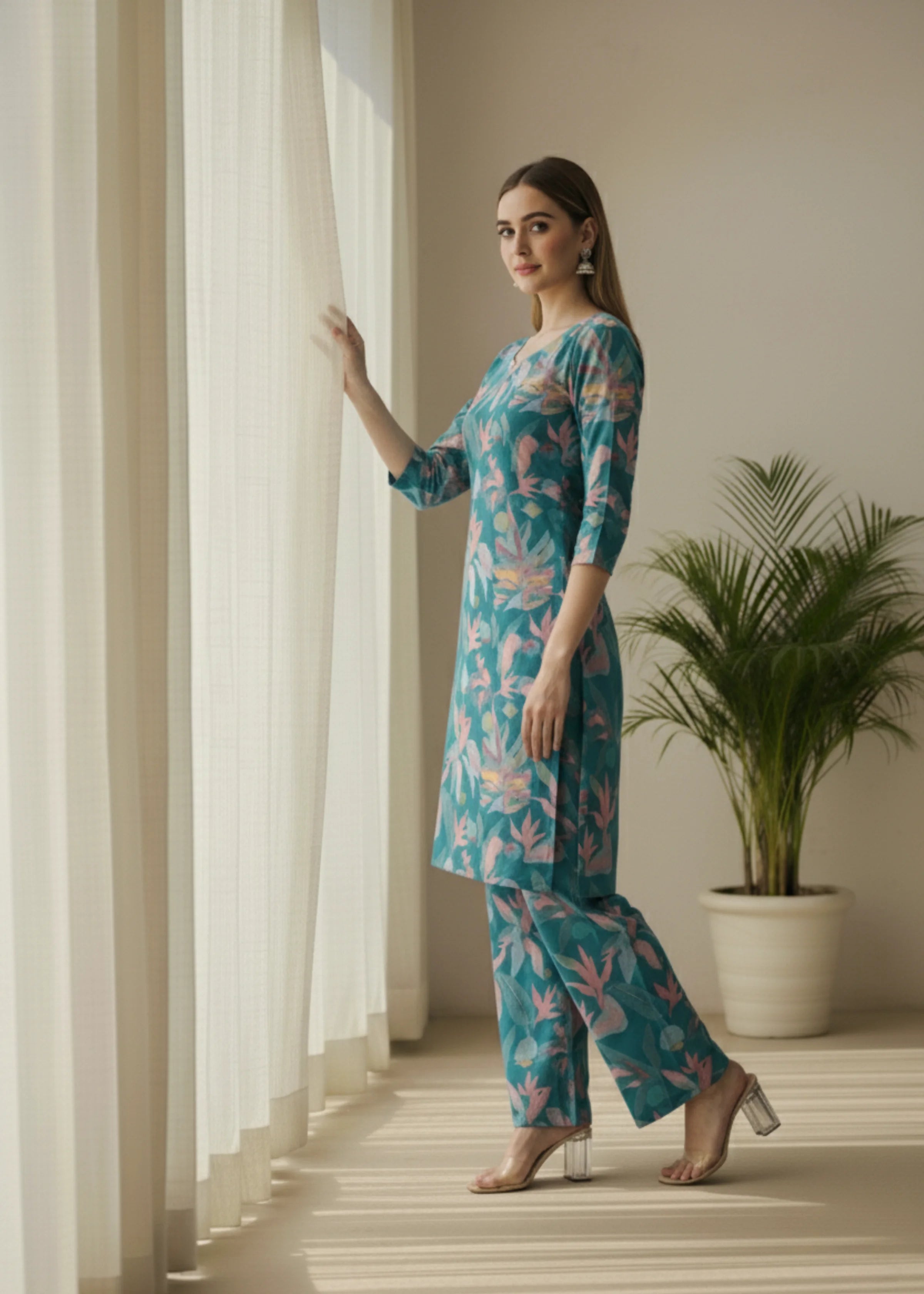 Premium Cotton Blend Floral Print Co-Ord Set for Women