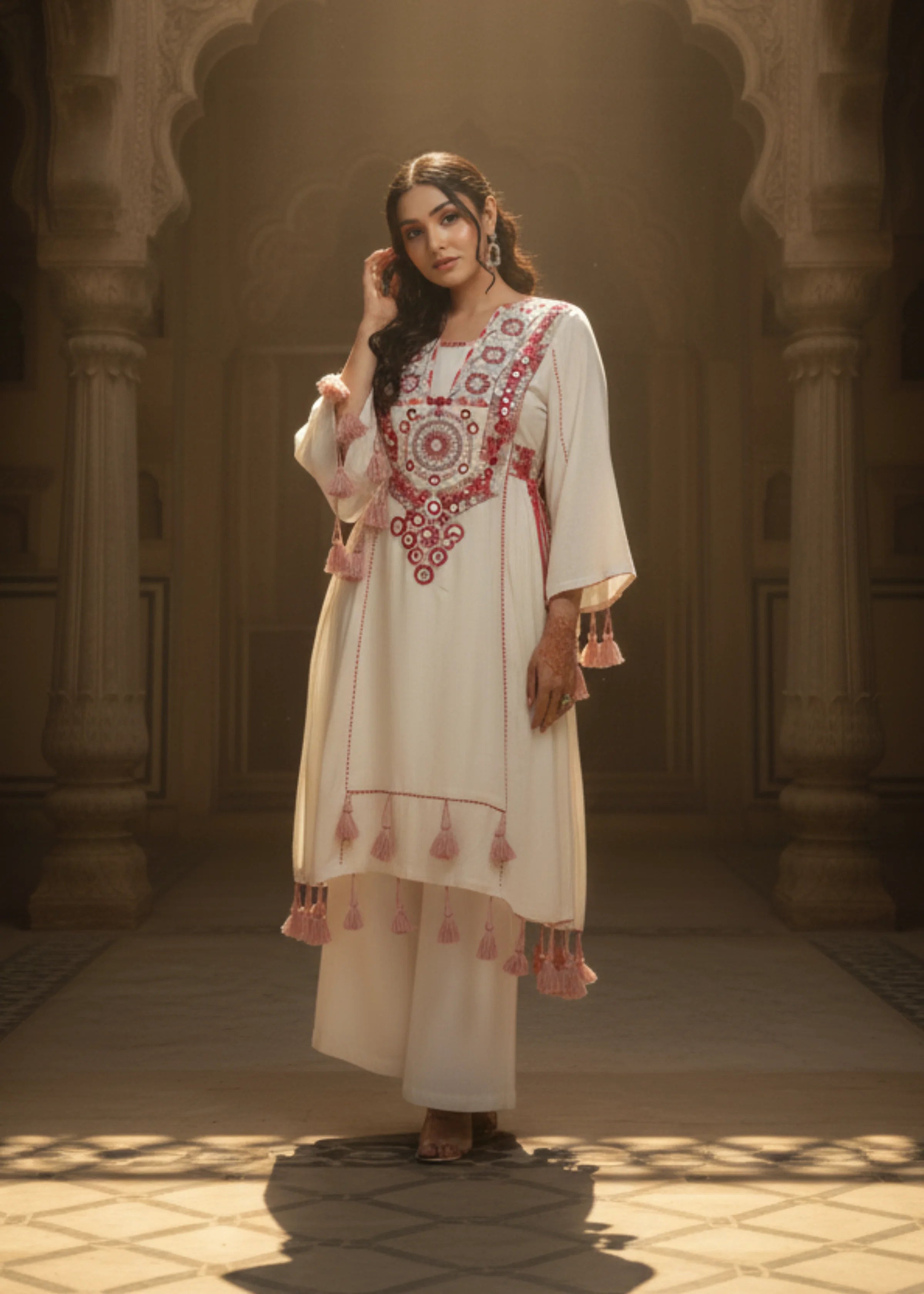 Premium White Khadi Cotton Partywear Co-ord Set