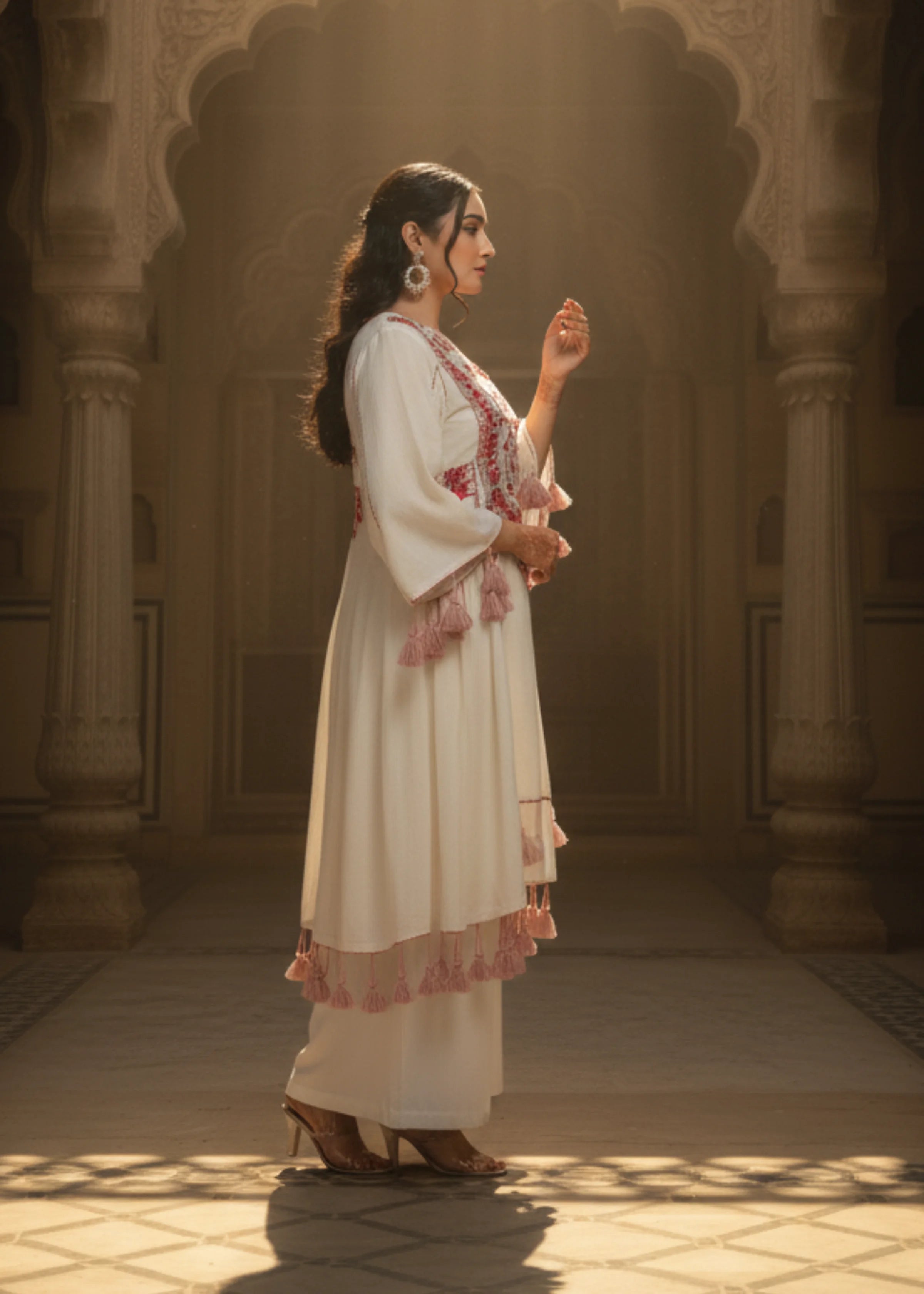 Premium White Khadi Cotton Partywear Co-ord Set