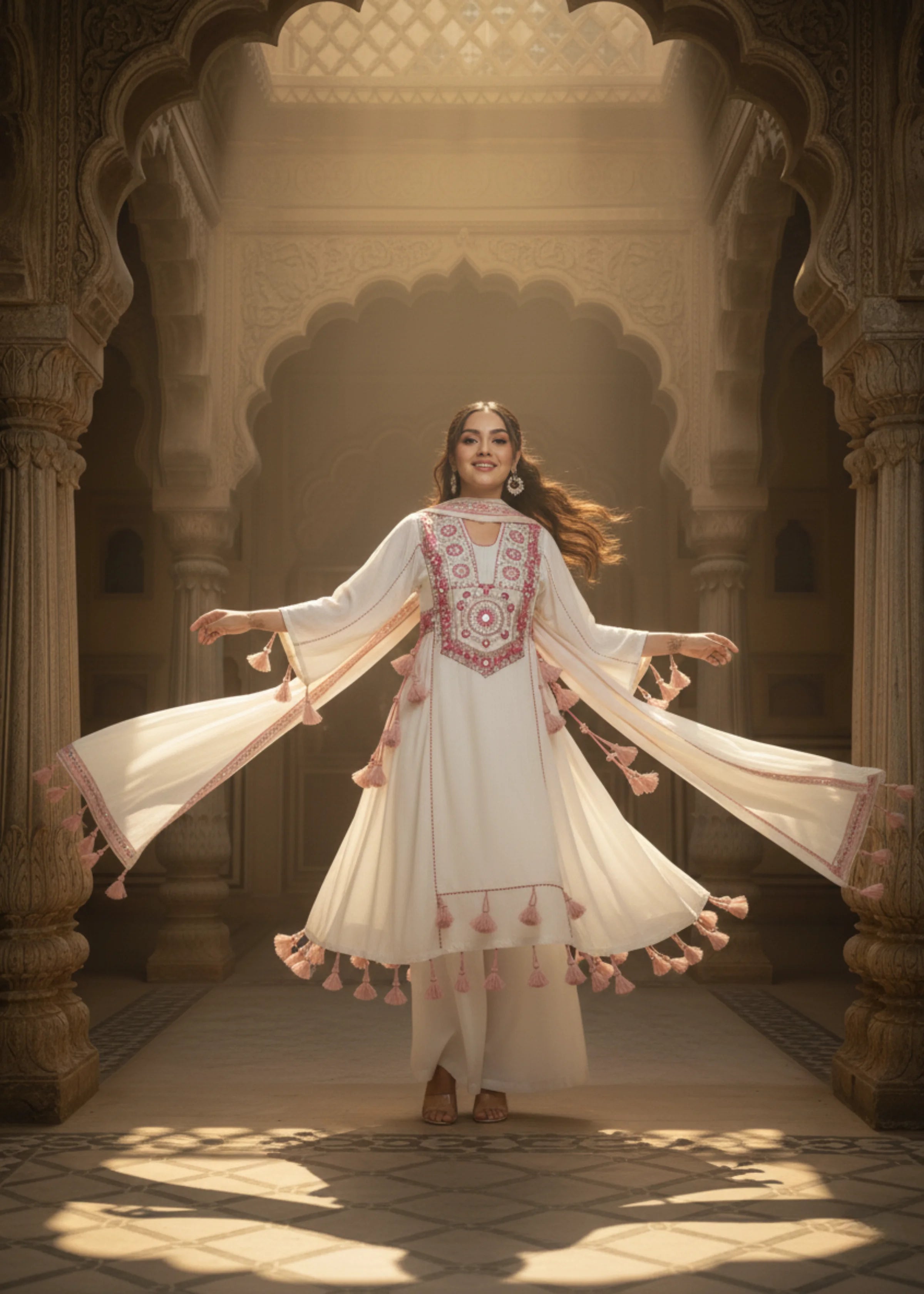 Premium White Khadi Cotton Partywear Co-ord Set