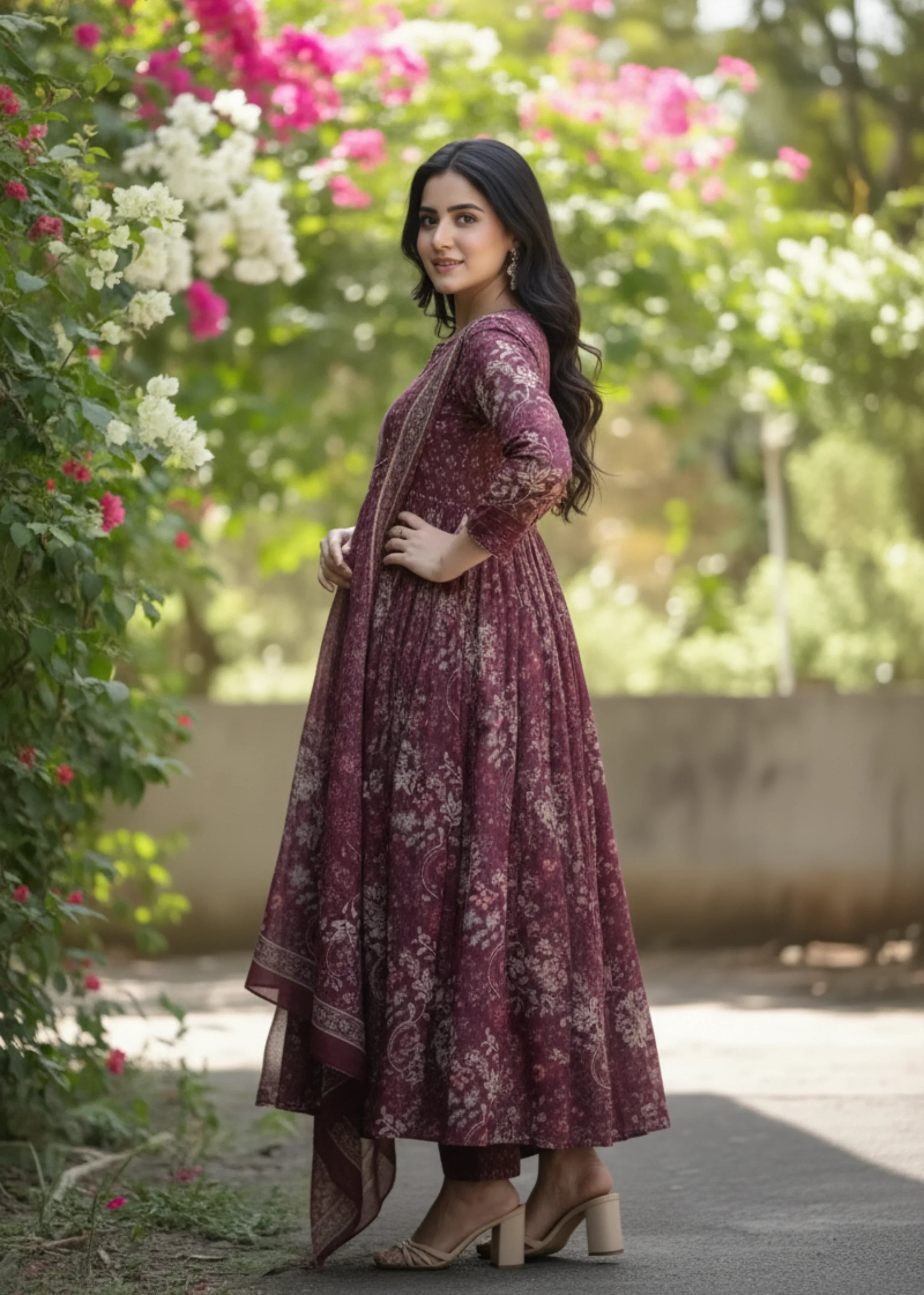 Stylish Maroon Ethnic Suit Set with Dupatta in Rayon Fabric