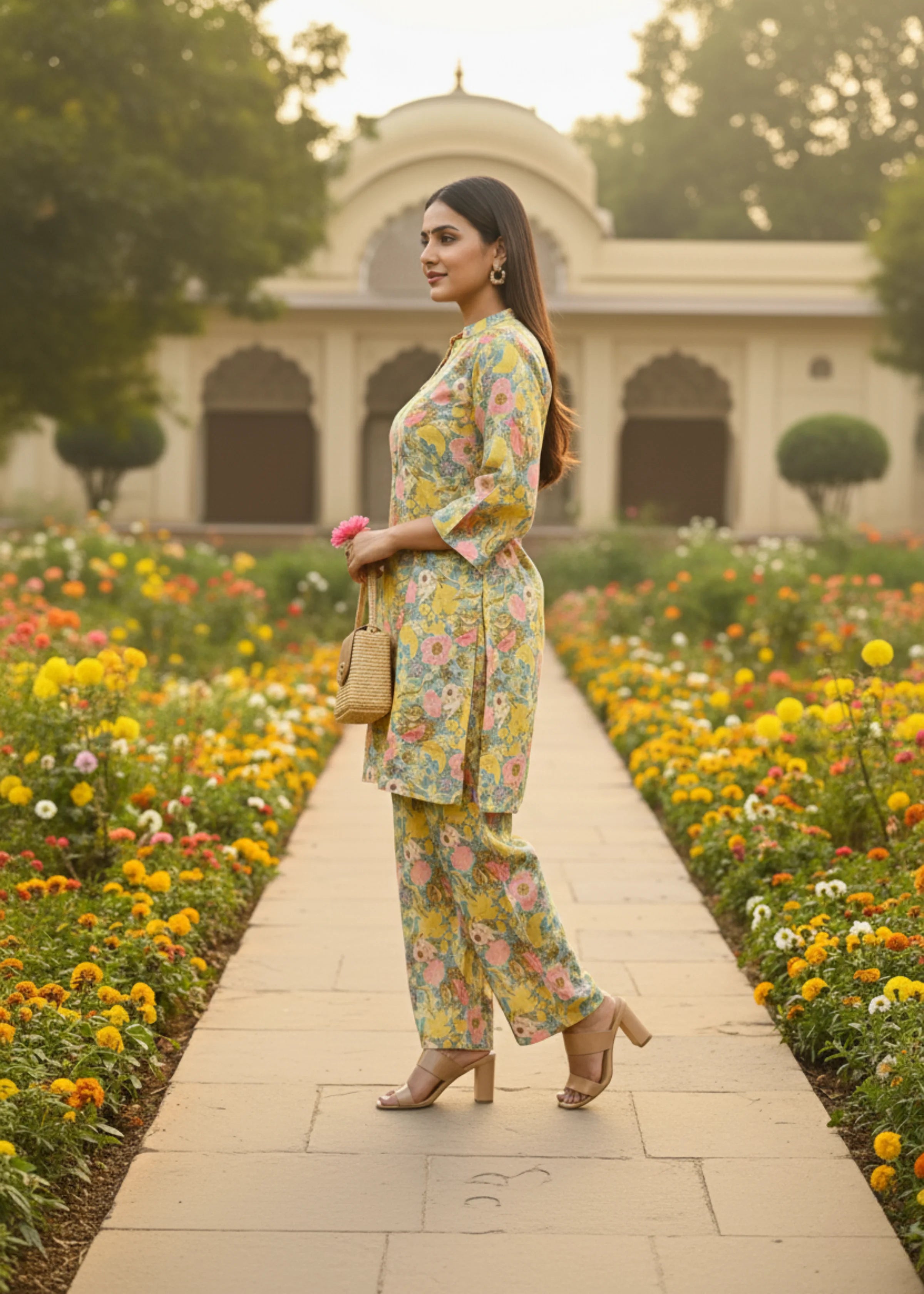 Trendy Green Cotton Blend Printed Co-ord Set